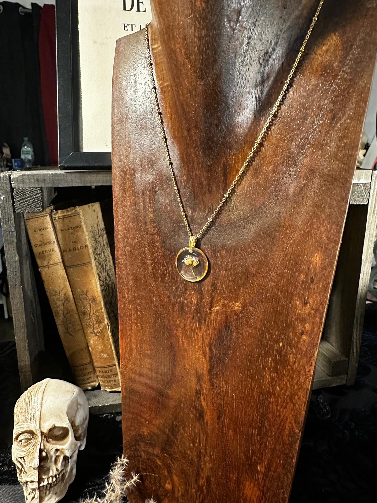 Achillee argenté collier doré